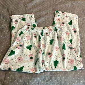 Festive Women’s Cotton Tree and Coffee Print Pajama Bottoms. Sz L/XL
